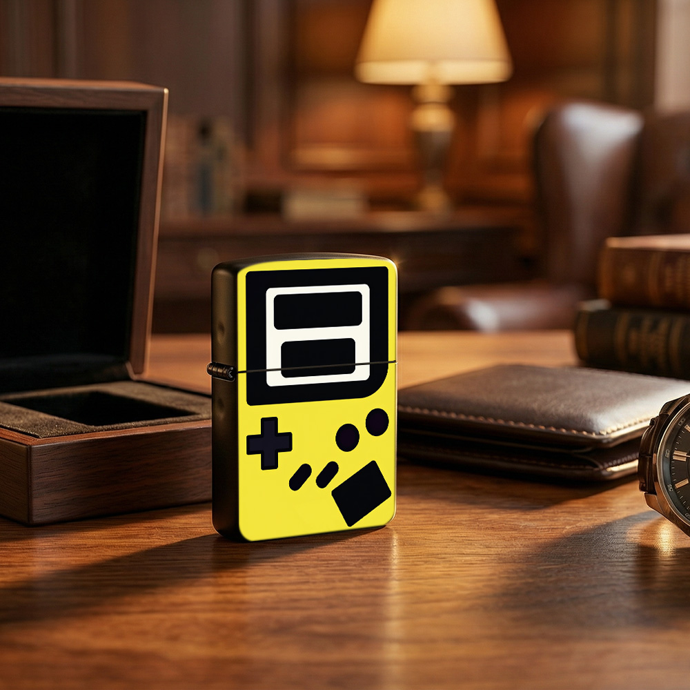 Retro.Gaming Console Yellow - Briquet rétro à clapet, briquet vintage